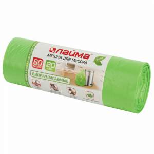 Пакет д/мусора  60л ЛАЙМА 20шт/уп. рулон з...